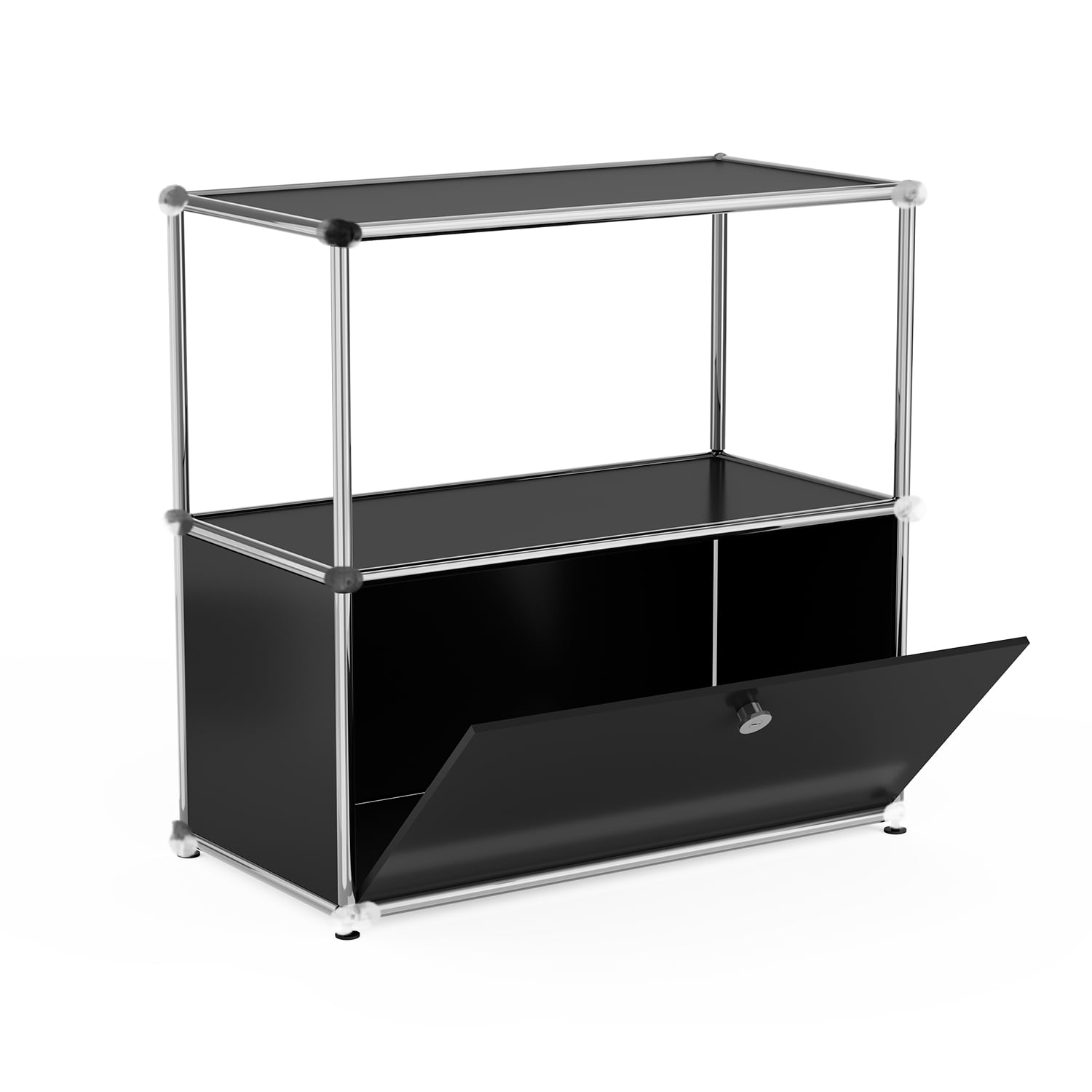 Modern Accent Cabinets with Door and Shelf,Freestanding Metal Storage Cabinet for Living Room,Black