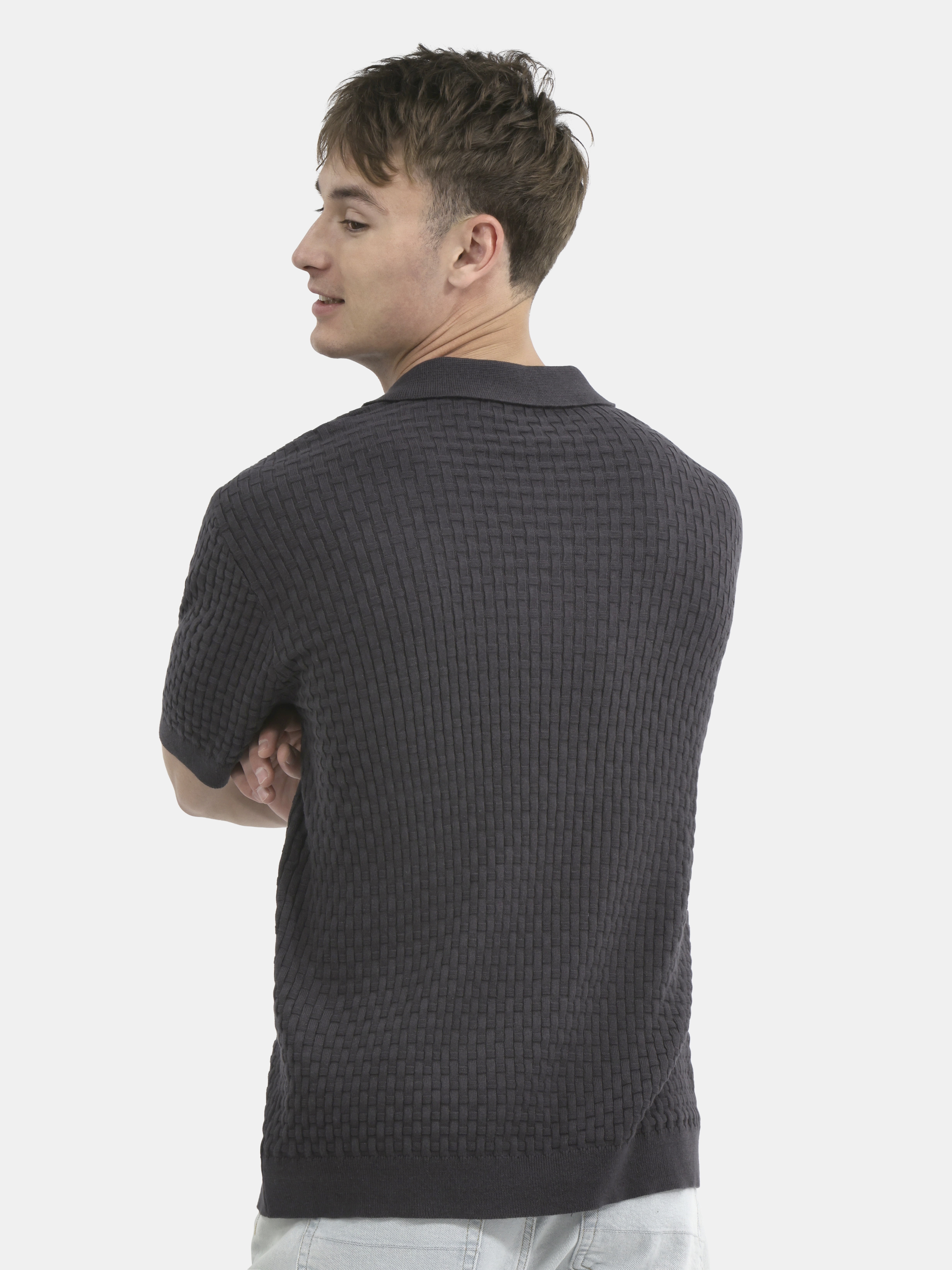 No Boundaries Basket Stich Polo Sweater, Men's and Big Men's