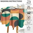 thumbnail image 6 of Mid Century Tablecloth, Abstract Geometric Modern Optical Half Circles Pattern Nordic Style Table Cloth Cover for Indoor Picnic Party, Orange Green Red Round(60x60in), 6 of 6