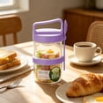thumbnail image 1 of Vaso de plástico portátil para desayuno con cuchara | Envase para cereales, yogur y leche | Recipiente de dos niveles a prueba de fugas para separar alimentos secos y húmedos, 1 of 6