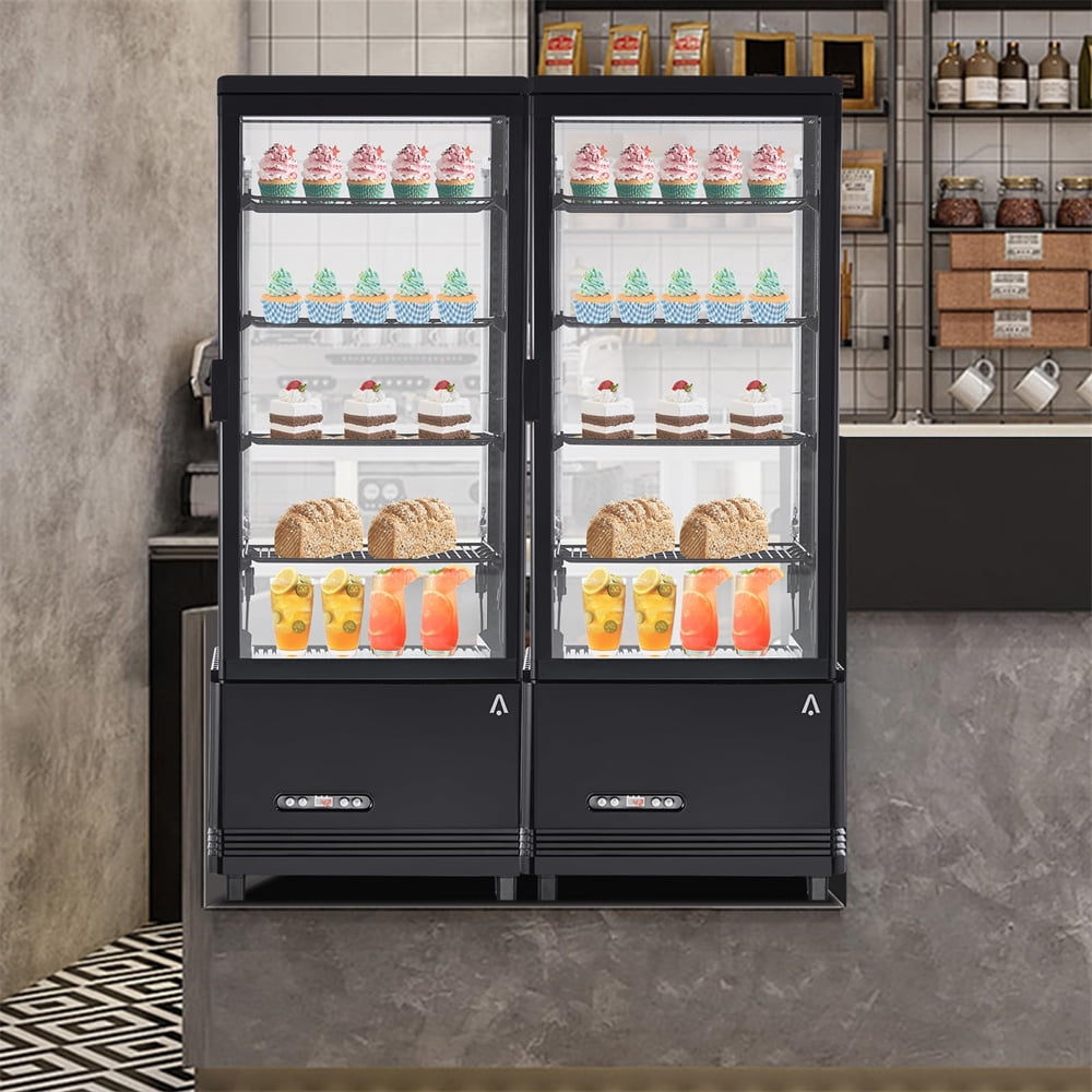 Commercial Refrigerator - 3.46 cu.ft. 98L, Upright Beverage Cooler, Countertop Design with LED Light, Ideal for Home, Store, Gym, Office, and Cafe Restaurant