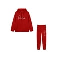 thumbnail image 3 of Fangasis Women Jogger Set Drawstring Two Piece Outfit Long Sleeve Sweatsuits Ladies Loungewear Lounge Sets Athletic Gym Hooded Sweatshirts And Sweatpants Red M, 3 of 6