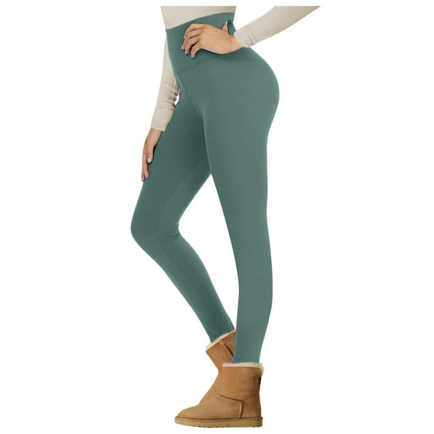 Leggings de mujer con forro polar y cintura alta - Pantalones de yoga cálidos para invierno, térmicos suaves, poliéster spandex, S-XXL