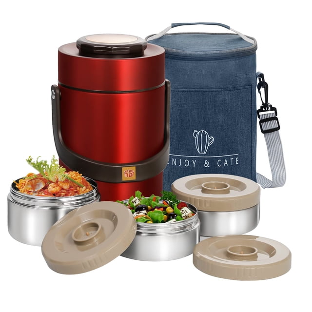 Termo para alimentos Pawovdeq de 67 oz, 3 compartimentos, hermético, con bolsa