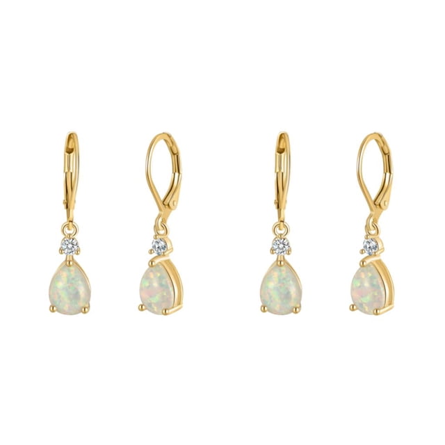 Transemion Elegant Fire Opals Dangle Earrings To Complete Outfit Trendy Tear Drop Earring gold 2Set