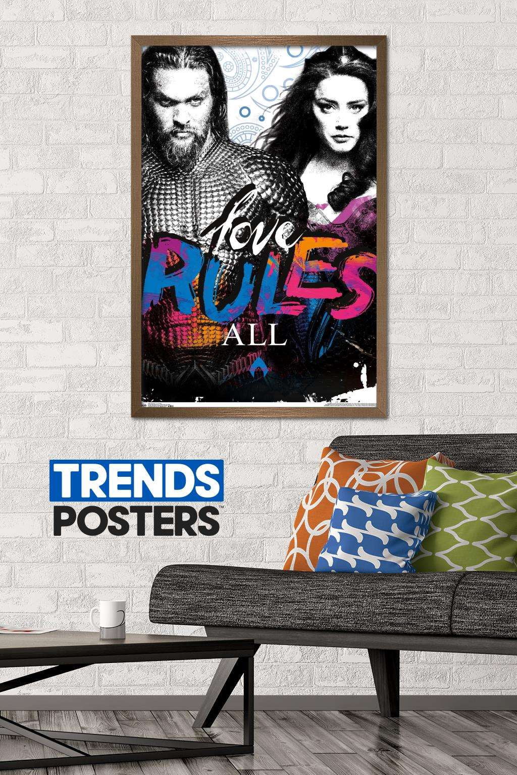 DC Comics Movie - Aquaman - Love Rules Wall Poster, 22.375" x 34", Framed