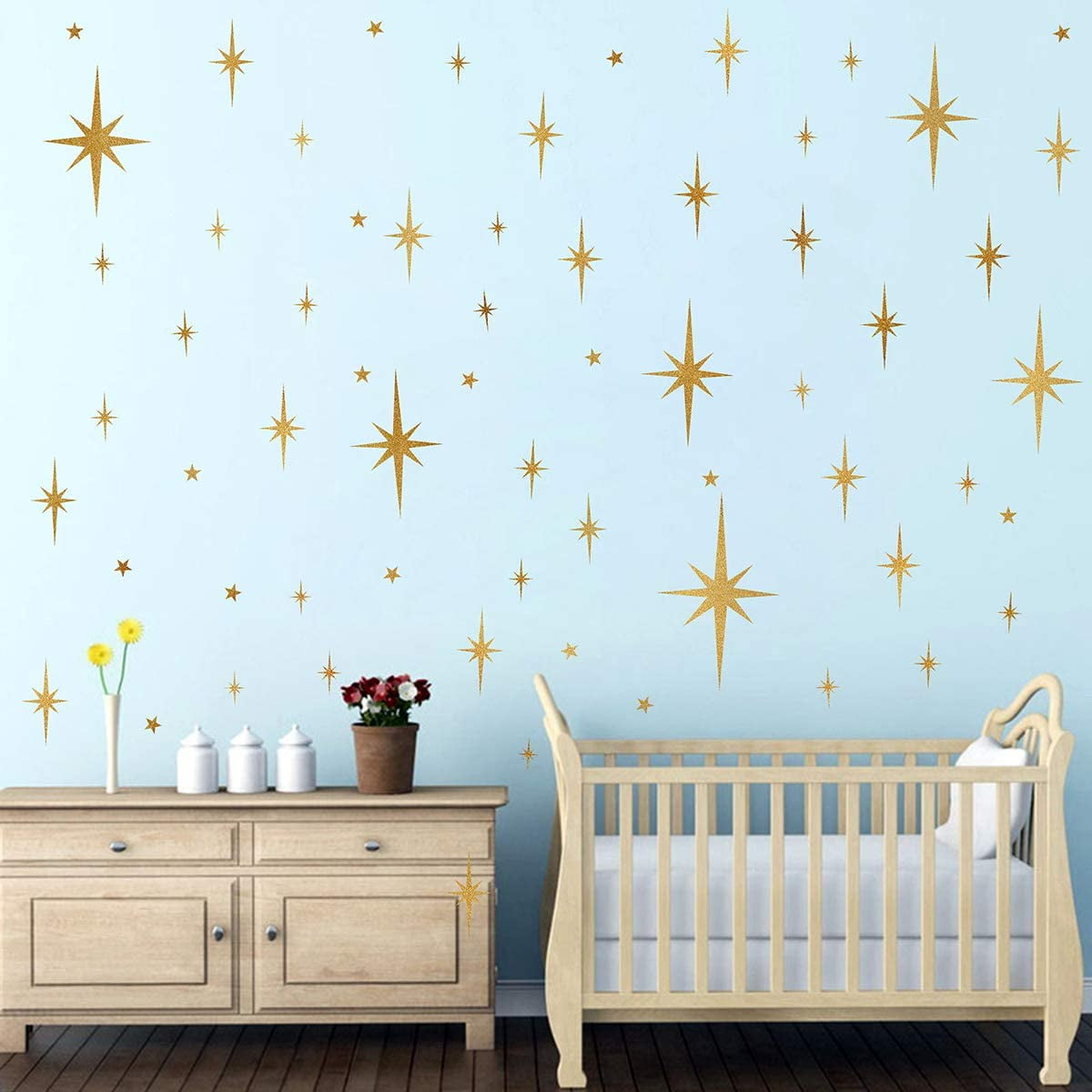 Star Wall Stickers Girls Room Wall Decals (116pcs) Sparkle Wall Sticker Stick and Peel Stars Stickers-6 Sizes image 3