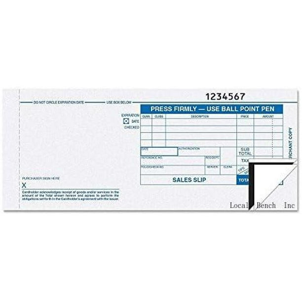 Credit Card Sales Slips 1 Pack Of 100 Two Part Carbonless Long Form