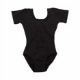 thumbnail image 1 of Tenue de Danse Ballet Extensible pour Enfants Body à Manches Courtes Classique Col Rond Combinaison Douce Costume de Danse Justaucorps Noir 2TG, 1 of 1