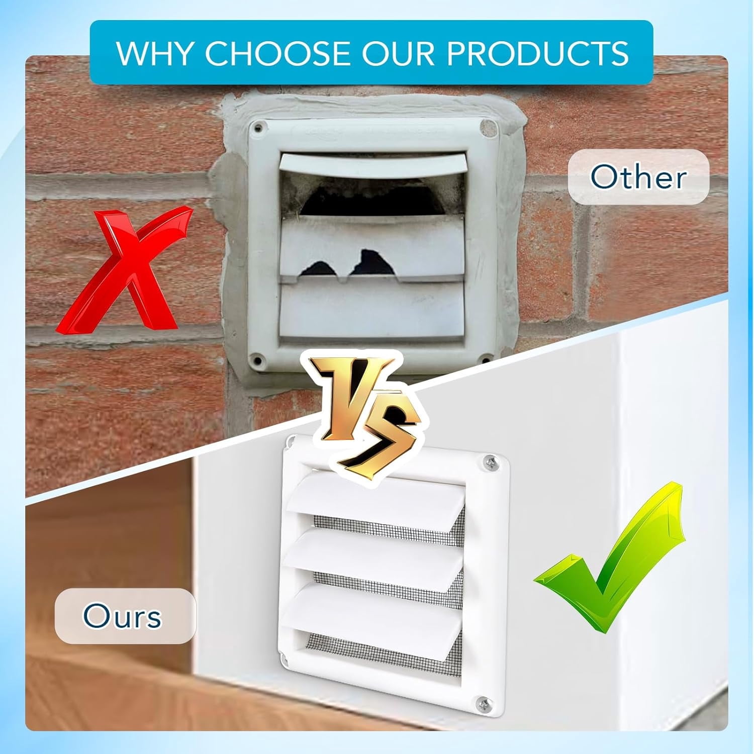 Detetap 4" Dryer Vent Cover for Exterior Wall Vent Hood Outlet Airflow Vent Dryer Air Vent with Plastic Screen Includes 4 Screw for Easy Installation (White)