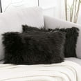thumbnail image 2 of Juego de 2 fundas de almohada decorativas blancas mullidas, nueva serie de lujo, fundas de almohada de piel sintética estilo merino, funda de cojín cuadrada mullida de 18 x 18 pulgadas, 2 of 7