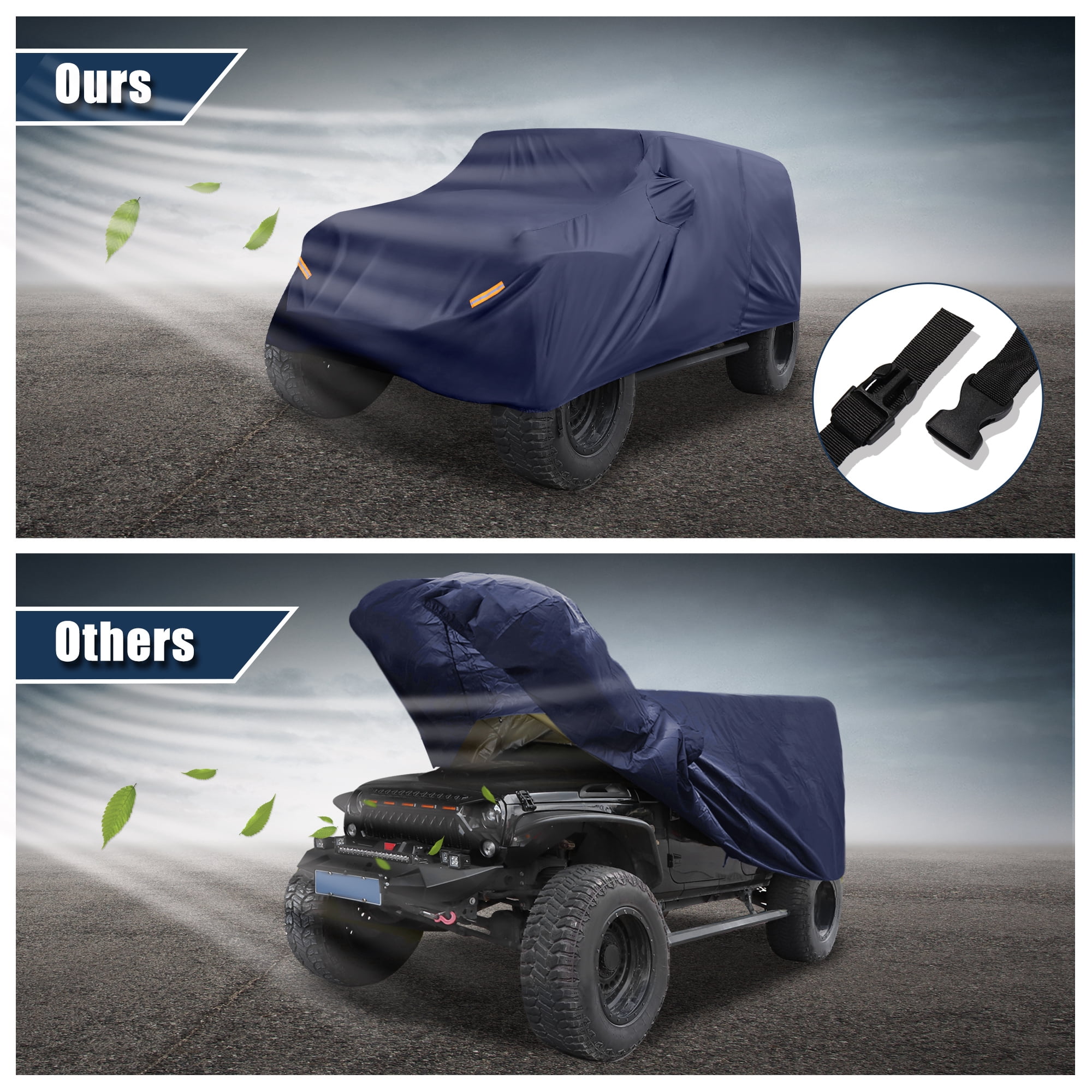 Unique Bargains SUV Car Cover for Jeep Wrangler JK JL 4 door 2007-2021 Sun Protection