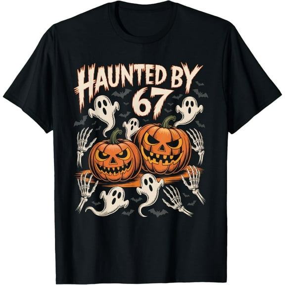Haunted by 67 – Funny Six Seven Meme 6 7 Halloween Costume T-Shirt