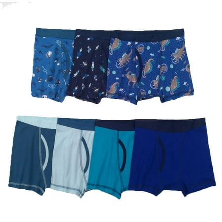 Boy s Space/Solids 7 Pack Boxer Briefs - Large 12/14