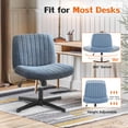thumbnail image 4 of MAYEERTY Wide Desk Chair ，No Wheels Cross Legged Office Chair Armless Office Chair，Blue, 4 of 8