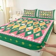thumbnail image 3 of Manfei Kawaii Santa Claus Twin Sheet Sets for Kids, Green Checkered Plaid Twin Fitted Sheet, Merry Christmas Flat Sheet, Ultra Soft Home Decor, 3-Piece, 3 of 7