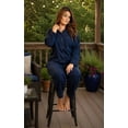 thumbnail image 2 of Women's Long Sleeve Cotton Blend Pajama Set, Loungewear with Full Pants bottoms, 2 of 2