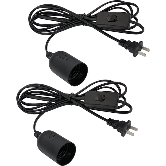 2 Pcs E26/E27 Light Socket with 9.8Ft Cord, on/Off Switch, Us Plug, Hanging Pendant Lamp Kit for Home Use, Black
