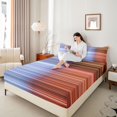 thumbnail image 3 of Castle Fairy Geometric Gradient Stripes Bed Sheets 4-Piece,Abstract Ombre Lines Full Size Sheets,Lavender Terracotta Amber,1 Flat Sheet, 1 Fitted Sheet and 2 Pillowcases, 3 of 7