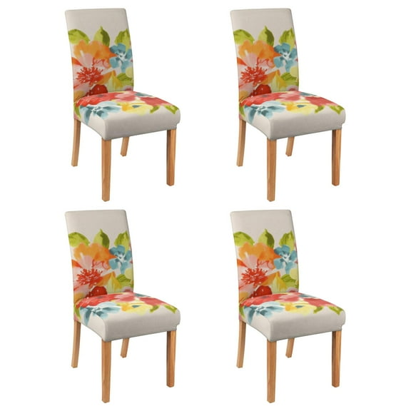 Chair Covers for Dining Room Chairs Stretch Printed Dining Chair Cover Set Of 4,Washable Elastic Pioneer Colorful Floral Kitchen Chair Slipcovers, Removable Seat Protector for Home or Party