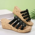 thumbnail image 6 of Viluyesy Womens Wedge Sandals, Open Toe Soft Sole Wide Width Summer Trendy Slippers Black, 6 of 7