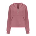 thumbnail image 3 of IROINNID Hoodie for Women Solid Casual Pullover Loose Long Sleeve Fall Basic Hoodie with Zipper Pocket,Pink, 3 of 6
