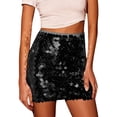 thumbnail image 3 of Womens Summer Sexy Shiny Sequin Skirt Casual Elastic Mini A-line Skirt Mini Bodycon Skirt for Club Streetwear, 3 of 10