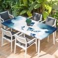 thumbnail image 2 of Navy Blue Fish Table Cloths for 4 Foot Rectangle Tables, Nautical Coastal Summer Ocean Modern Art Patio Waterproof Elastic Fitted Tablecloths, Washable Rectangular Table Cover for Camping, 2 of 8