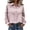 Pink, variant on Womens Long Sleeve Blouse Collar Ruffle Button Down Puff Cuff Textured Casual Shirt