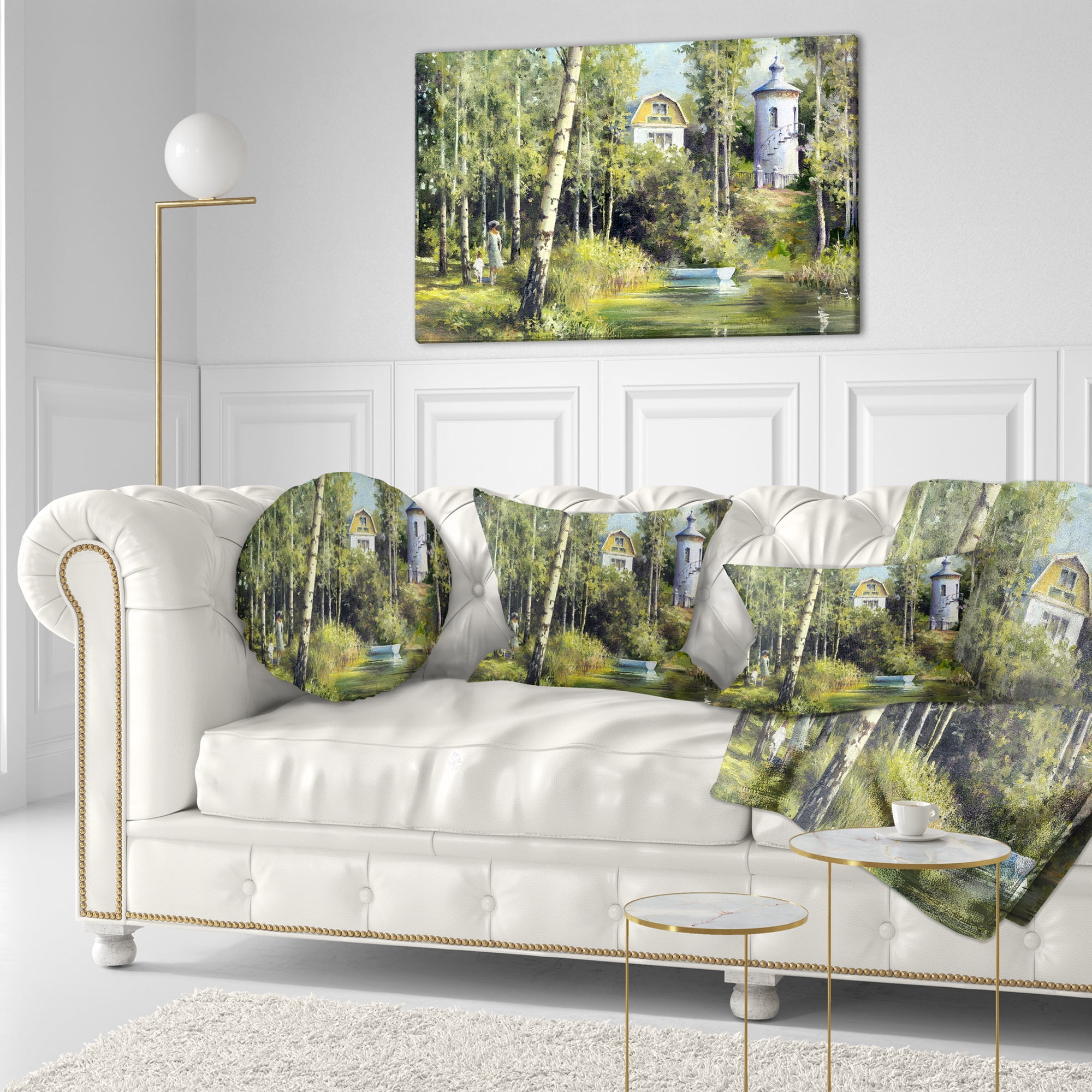 Designart The River in the Spring - Landscape Printed Throw Pillow - 12x20