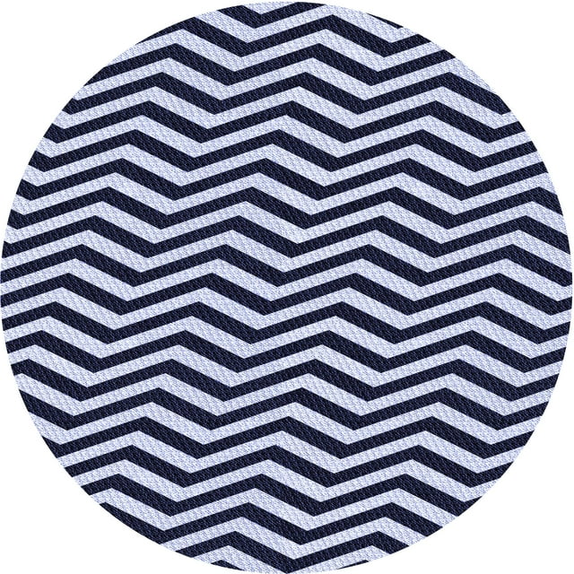 Ahgly Company Tapis Rond Lavable en Machine Intérieur Transitionnel Bleu Nuit, 7 Pieds Rond