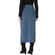thumbnail image 3 of Falda de mezclilla larga con cremallera frontal y abertura para mujer estilo chic, con bolsillos, color azul cielo, 3 of 6