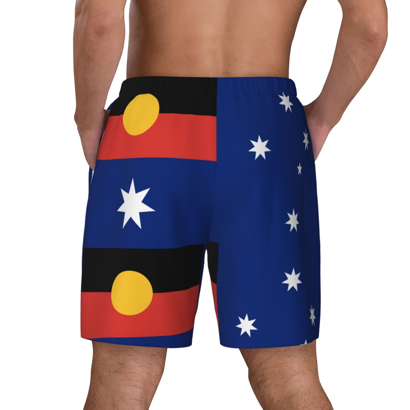 Men's Australian Flag With Aboriginal Flag Swim Trunks with Compression Liner Bathing Suit Swimwear