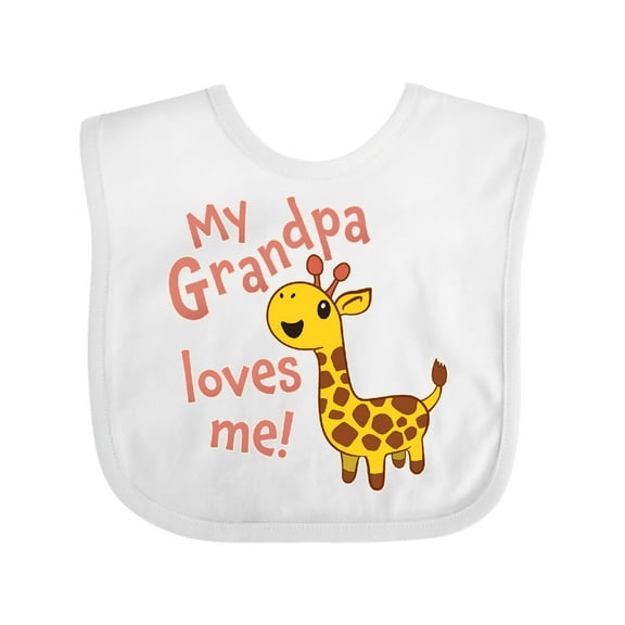 Inktastic My Grandpa Loves Me- Cute Giraffe Boys or Girls Baby Bib