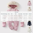 thumbnail image 3 of Baby Winter Snowsuit Toddler Fleece Romper Hooded Jumpsuit Infant Boys Girls Warm Zipper Outerwear with Foot Cover White 3-6 Months, 3 of 6