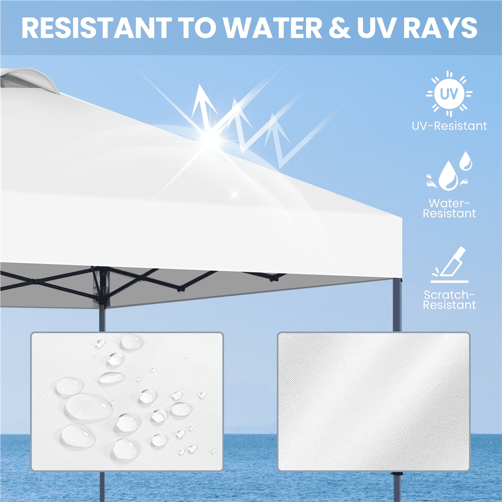 Renwick 10x10 Ft Instant Pop Up Canopy with One Push To Lock Setup Mechanism, White