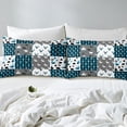 thumbnail image 4 of Farmhouse Decor,Rustic Deer Antler Comforter Cover Queen,Black Bear Duvet Cover Teens,Woodland Wildlife Moose Bedding Set Checked Buffalo Plaid Decor Patchwork Quilt Cover,Blue Grey, 4 of 5