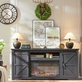 thumbnail image 6 of T4TREAM Farmhouse TV Stand for TVs up to 80", Entertainment Center with 30" Electric Fireplace and Sliding Barn Door&4 Drawers Storage Inside, Black, 6 of 9