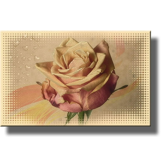 Light Pink Vintage Rose Flower Picture on Stretched Canvas, Wall Art Decor Ready to Hang!.