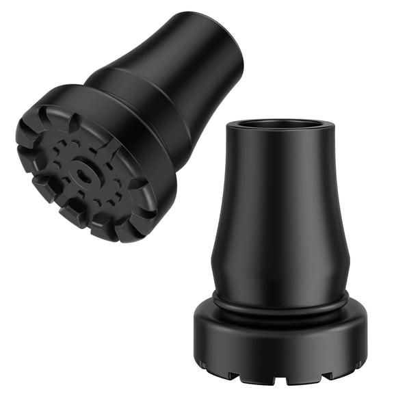 SupreGear 3/4 inch Cane Tip Replacement Rubber Feet Caps with Metal Insert, Heavy Duty, 2 Pack, Black