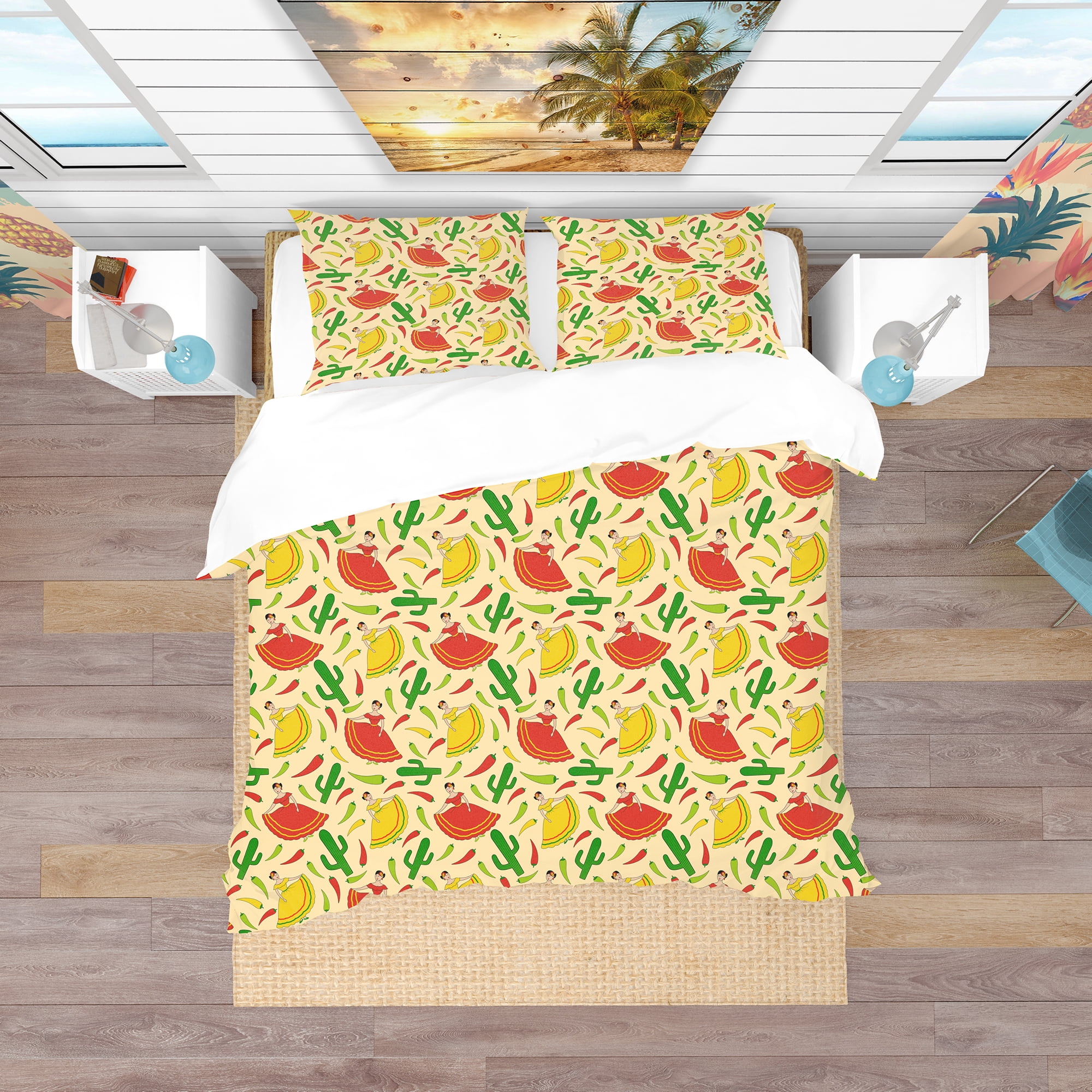 Designart 'Mexican Woman Pattern' Tropical Duvet Cover Set
