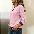 thumbnail image 5 of Perfectbot Women's Raglan 3/4 Sleeve Tee Contrast Trim Henley Neck Casual Fall Everyday T-Shirt, 5 of 8