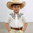 thumbnail image 2 of NAFUU Toddler Boy Shirts Western Cowboy Print Lapel Shirt Short Sleeve Button Down Casual Top For Children Youth Blouses For Boys Sizes 10-11 Years, 2 of 4