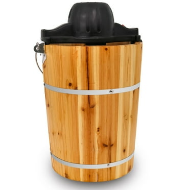 Elite Cuisine EIM569  6Qt. Old Fashioned Pine Bucket Electric/Manual Ice Cream Maker