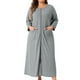 thumbnail image 2 of Bata de dormir para mujer de tallas grandes Agnes Orinda, con cremallera en la parte delantera, mangas 3/4, bata de baño maxi, vestido de casa con bolsillos, 1X gris, 2 of 6