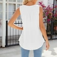 thumbnail image 5 of Summer 2025 Women's Tank Tops Sleeveless Round Neck Buttons Casual Loose Fit Solid Shirts White L, 5 of 6