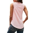 thumbnail image 2 of Summer V-Neck Eyelash Lace Sleeveless Loose Tank Top Pink XXL, 2 of 10