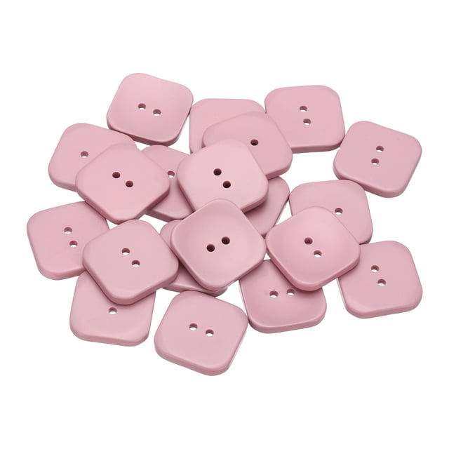 Uxcell 20 piezas de botón de costura de 30 mm (1-3/16") 2 agujeros botón cuadrado de resina accesorios de reemplazo para ropa manualidades decoración, rosa