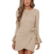 thumbnail image 1 of Vestido acampanado Ticfox con cinturón y lazo caqui L, 1 of 6