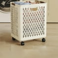 thumbnail image 2 of Foldable Laundry Basket with Lid and Wheels Laundry Hampers Collapsible Rolling Laundry Basket with Handle for Small Spaces, Tall Dirty Clothes Hampers for Dorm, Bathroom and Bedroom, 2 of 6